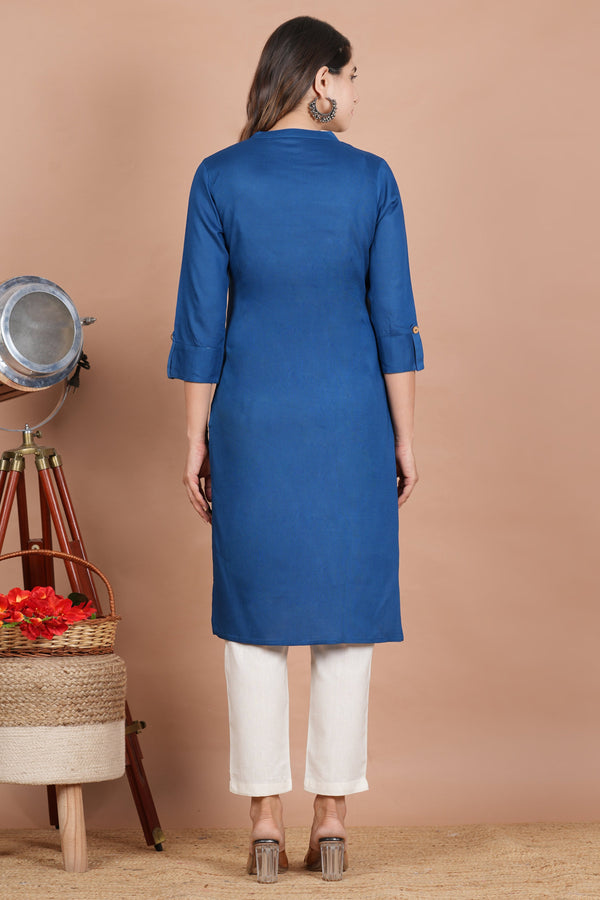 House of RP Women's Grey Rayon Solid Frontslit Kurta - Distacart