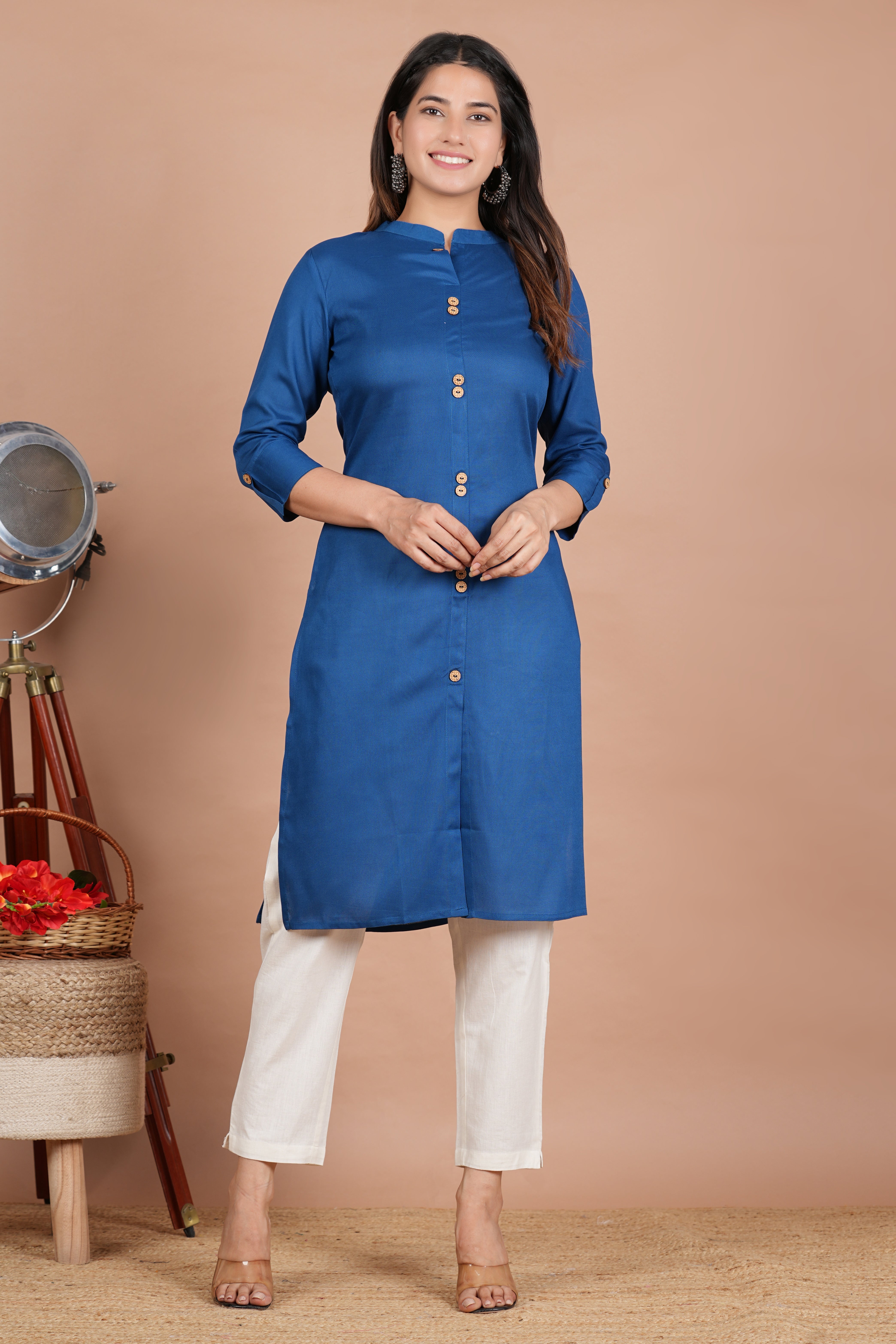 House of RP Women's Grey Rayon Solid Frontslit Kurta - Distacart