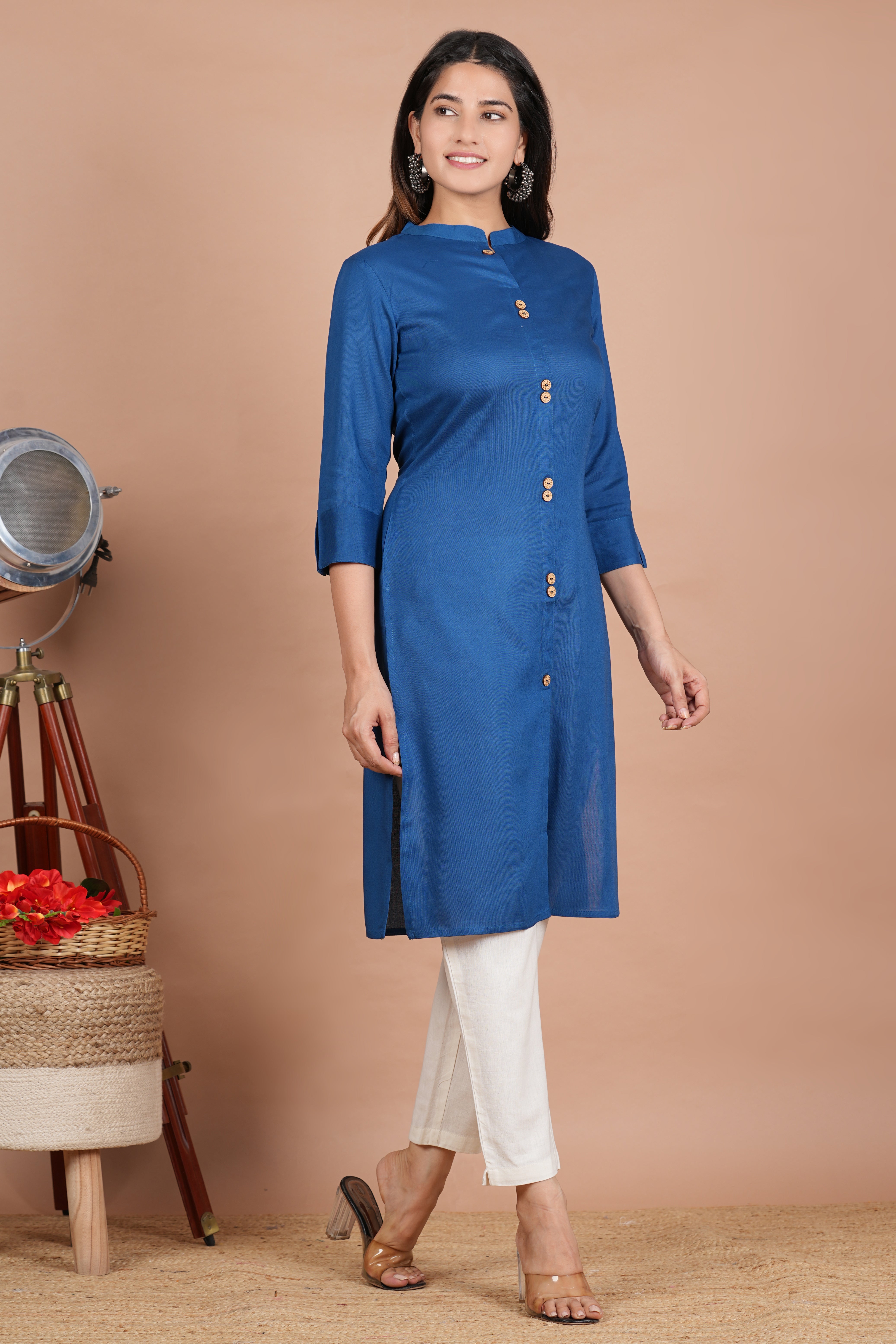 House of RP Women's Grey Rayon Solid Frontslit Kurta - Distacart