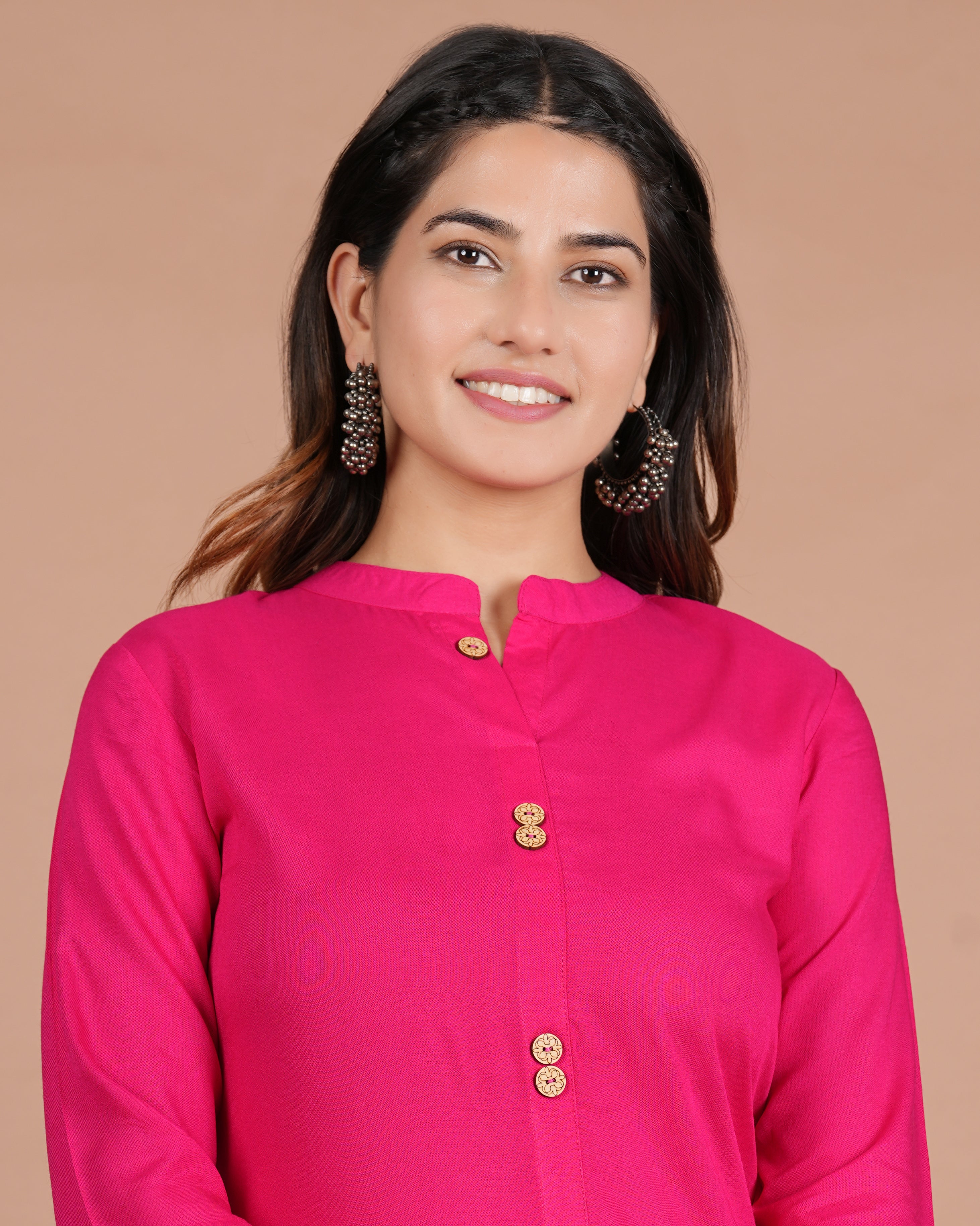 House of RP Women's Pink Rayon Solid Frontslit Kurta - Distacart