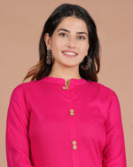 Thumbnail for House of RP Women's Pink Rayon Solid Frontslit Kurta - Distacart