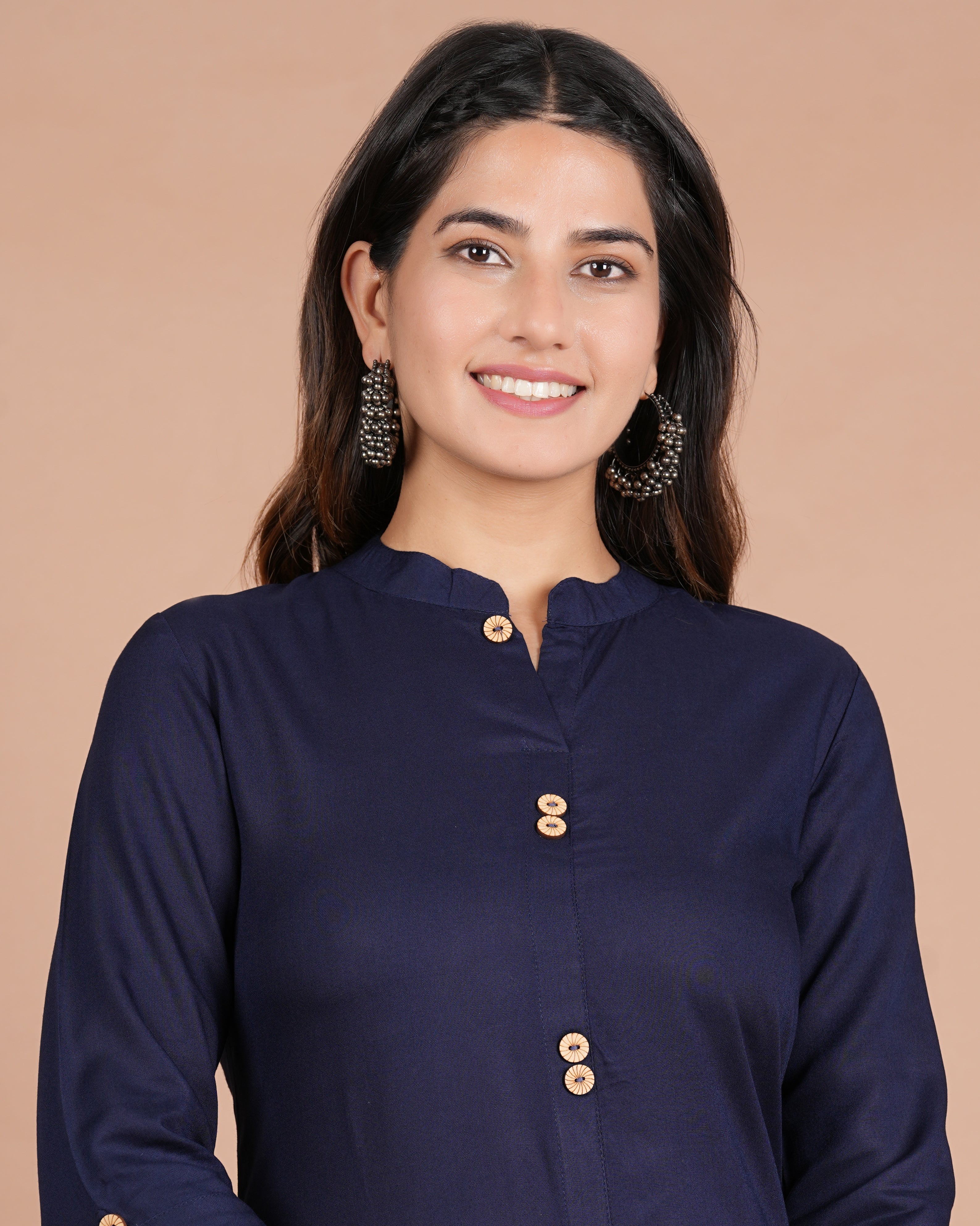 House of RP Women's Blue Rayon Solid Frontslit Kurta - Distacart