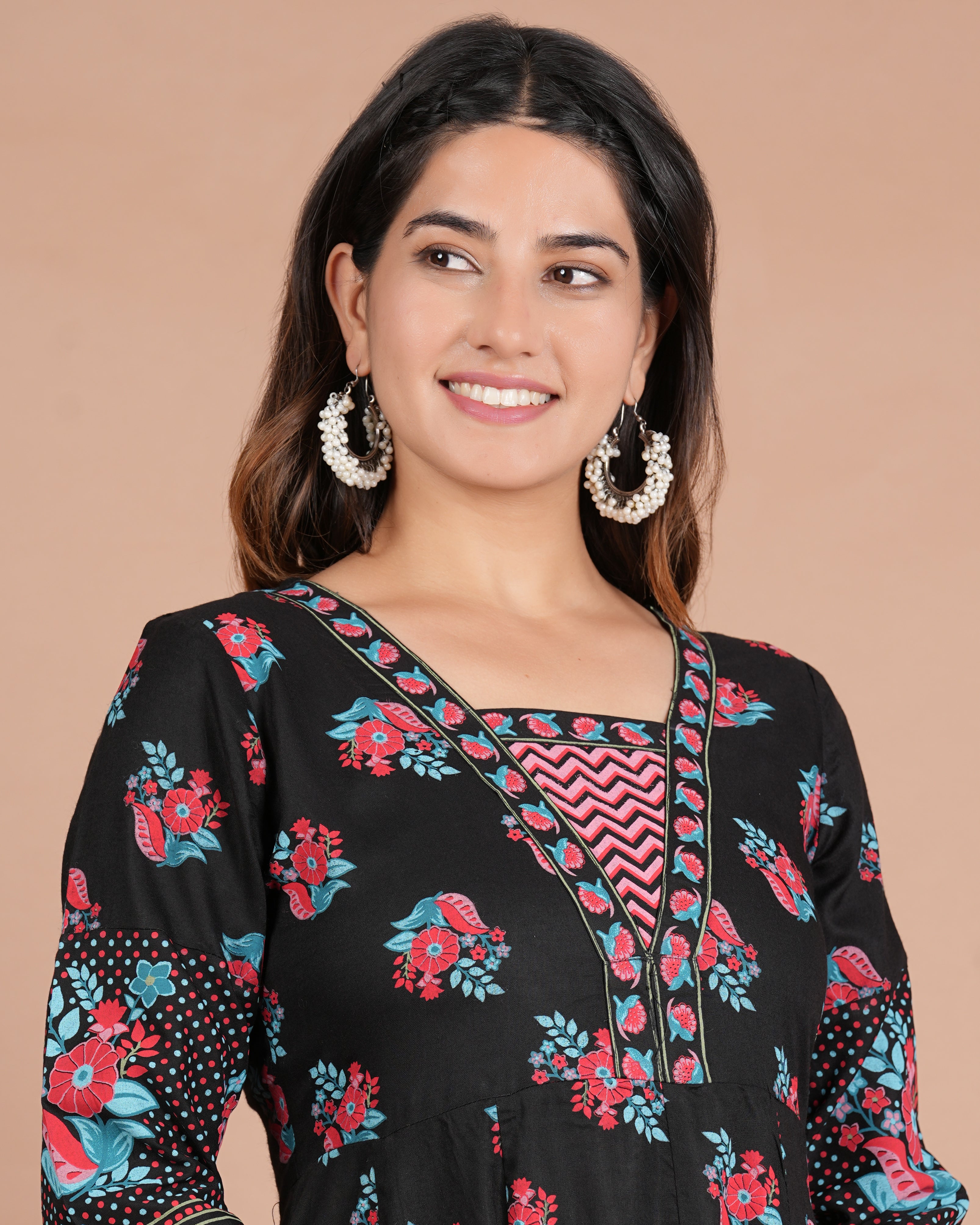 House of RP Women's Black Floral Cotton Kurta, Pant Set - Distacart