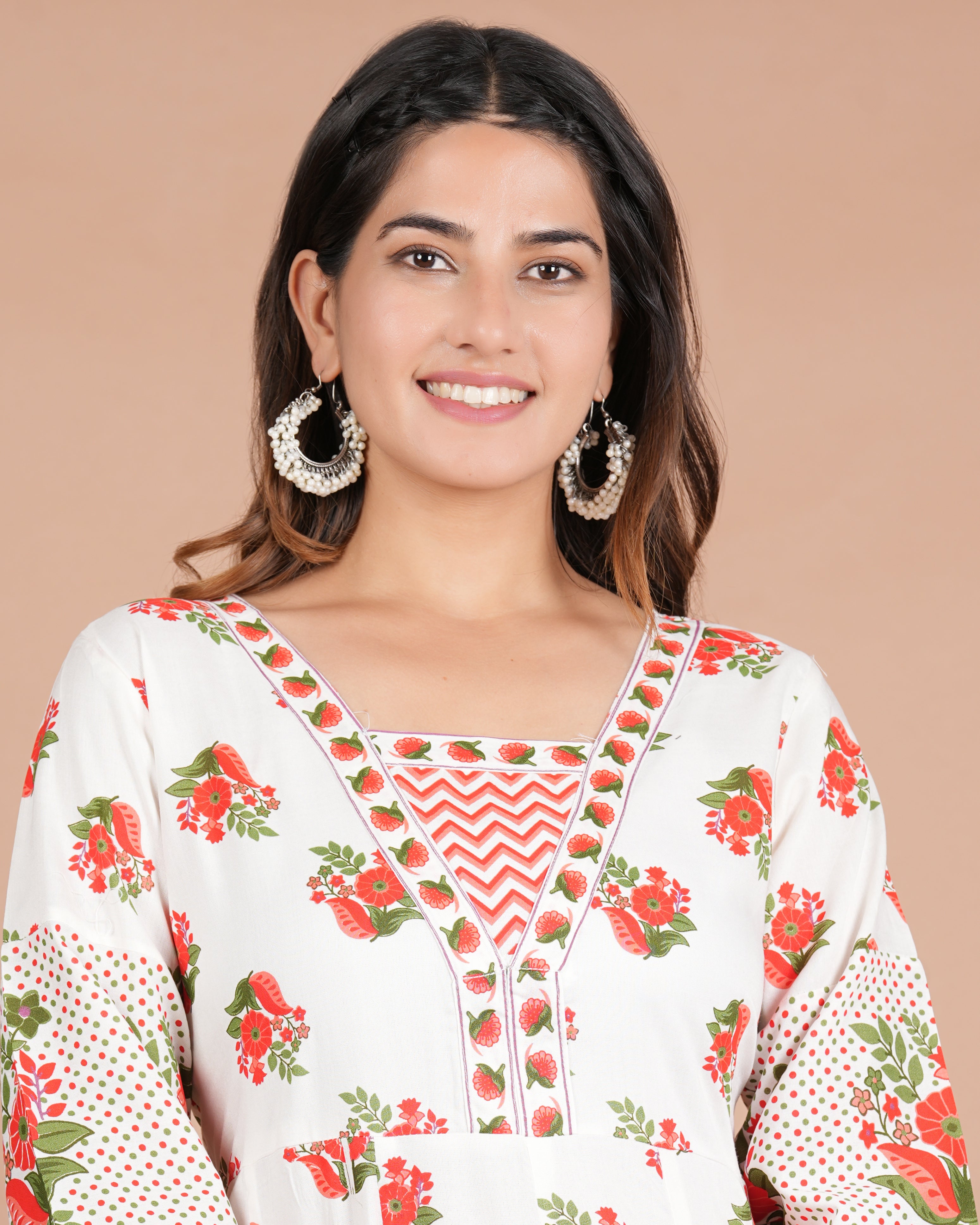 House of RP Women's Off-White Floral Cotton Kurta, Pant Set - Distacart