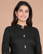 Thumbnail for House of RP Women's Black Rayon Solid Frontslit Kurta - Distacart
