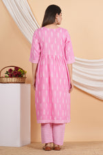 Thumbnail for House of RP Women Pink Rayon Naira Cut Emboridered & Printed Kurta & Pant Set - Distacart
