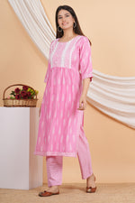 Thumbnail for House of RP Women Pink Rayon Naira Cut Emboridered & Printed Kurta & Pant Set - Distacart