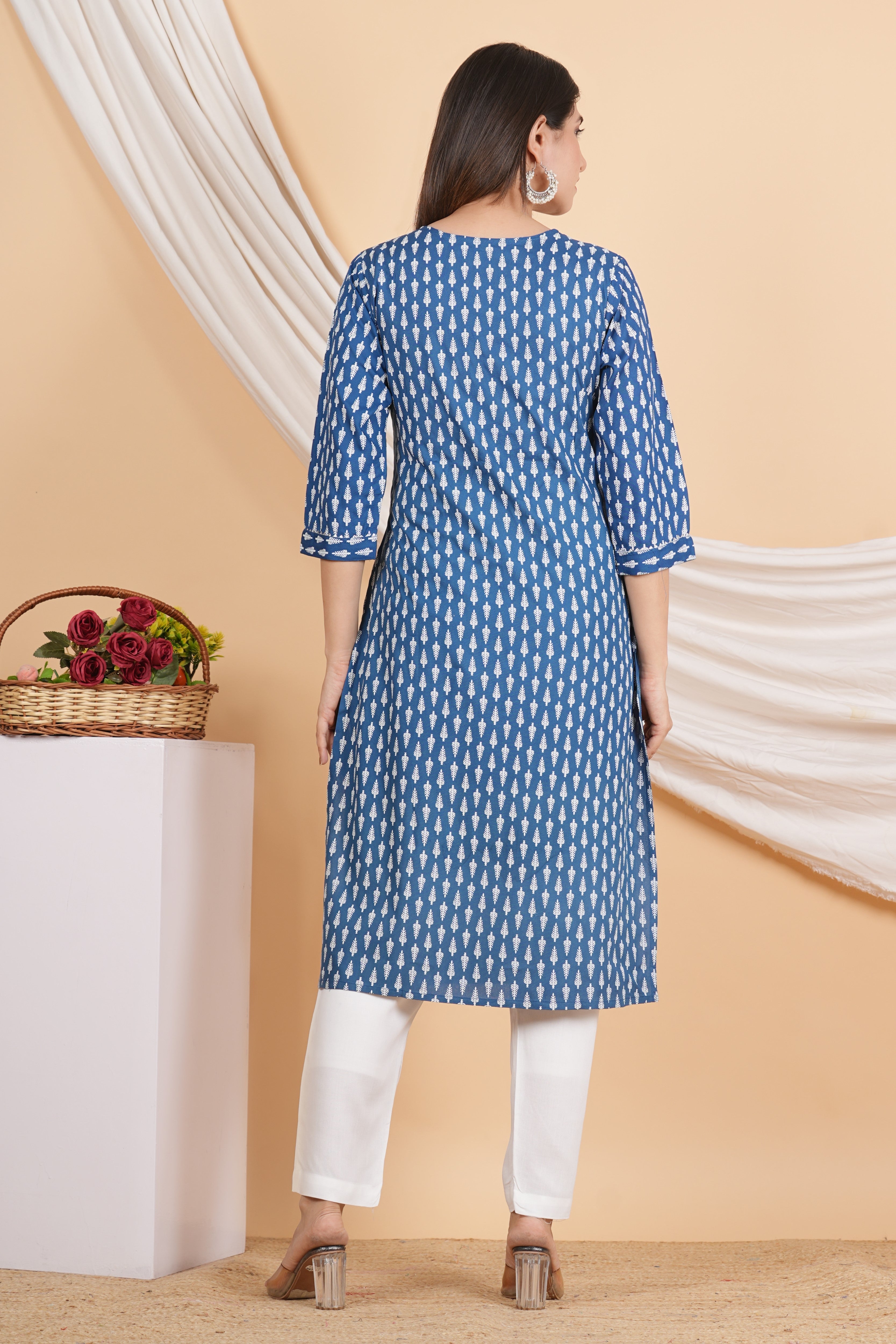 House of RP Women Sky Blue Rayon Embroidered & Printed Kurta & Pant Set - Distacart