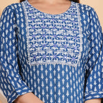 Thumbnail for House of RP Women Sky Blue Rayon Embroidered & Printed Kurta & Pant Set - Distacart
