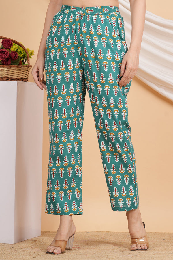 House of RP Women Green Cotton casual Trouser - Distacart