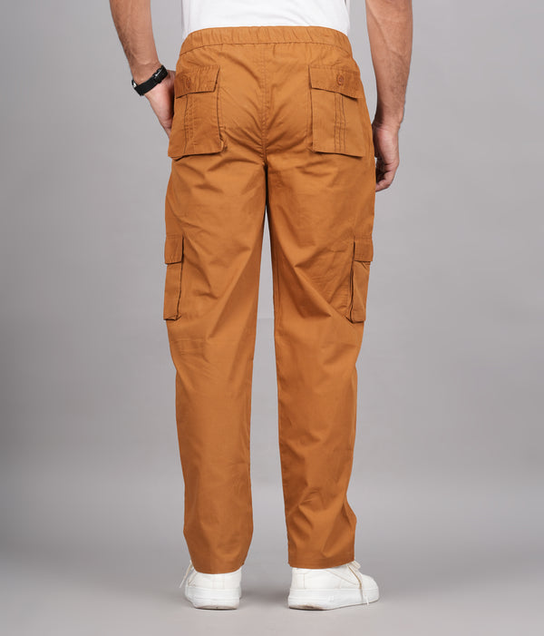 House of RP Men's Cotton Khaki Slim Fit Solid Cargos, Casual Trousers with Cargo Pockets - Distacart