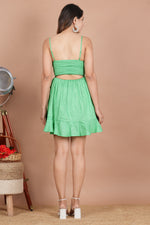 Thumbnail for House of RP Women's Green Rayon Dot Printed Short Dress - Distacart