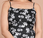 Thumbnail for House of RP Women's Black & White Rayon Floral Printed Short Dress - Distacart