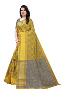 Thumbnail for Vamika Yellow Jari Work Cotton Silk Saree 