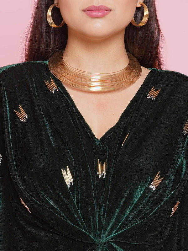Women Republic Green Velvet Hand Embellished Gown - Distacart