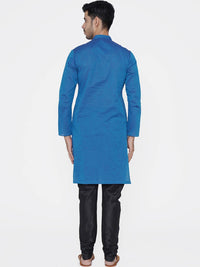 Thumbnail for Manyavar Men Blue Woven Design Straight Kurta - Distacart