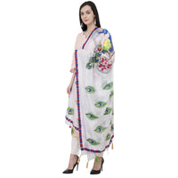 Thumbnail for A R Silk Silk Peacock Multi Fancy Dupatta Color White Dupatta or Chunni