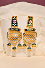 Thumbnail for Traditional Gold-Plated Meenakari Blue Jhumka Jhumki Earrings By House of Ree - Distacart