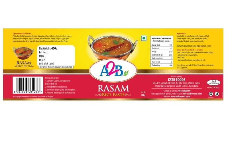 A2B - Adyar Ananda Bhavan Madras Rasam Rice Paste