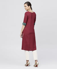 Thumbnail for NOZ2TOZ Red Kurta With Half Sleeves And Front Yoke - Distacart