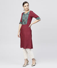 Thumbnail for NOZ2TOZ Red Kurta With Half Sleeves And Front Yoke - Distacart