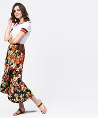 Thumbnail for NOZ2TOZ Multi Flower Printed Calf Length Skirt - Distacart