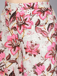 Thumbnail for NOZ2TOZ White & Chocolate Brown Printed Palazzo With Drawstring At Bottom - Distacart