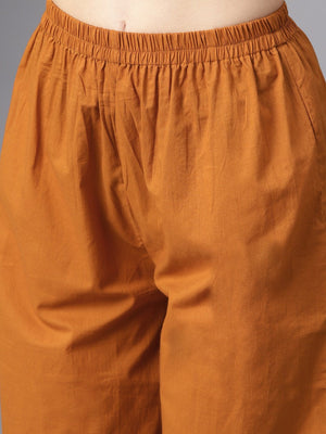 NOZ2TOZ Brown Printed Half Sleeve With Pocket Details Kurta Set With Solid Brown Pants - Distacart