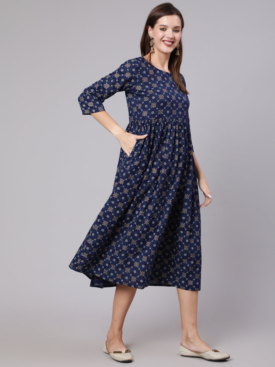 ❤️Casual A-line Three Quarter Sleeve Dress💕 Cost: $250❣️ Blue Floral- M,  XL, 3XL🔥 Material: 100% Polyester No Stretch Whatsapp… | Instagram