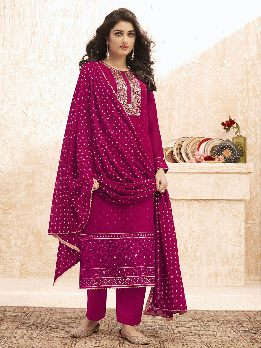 Myra Rani Emboidered Georgette Pant Style Suit - Distacart