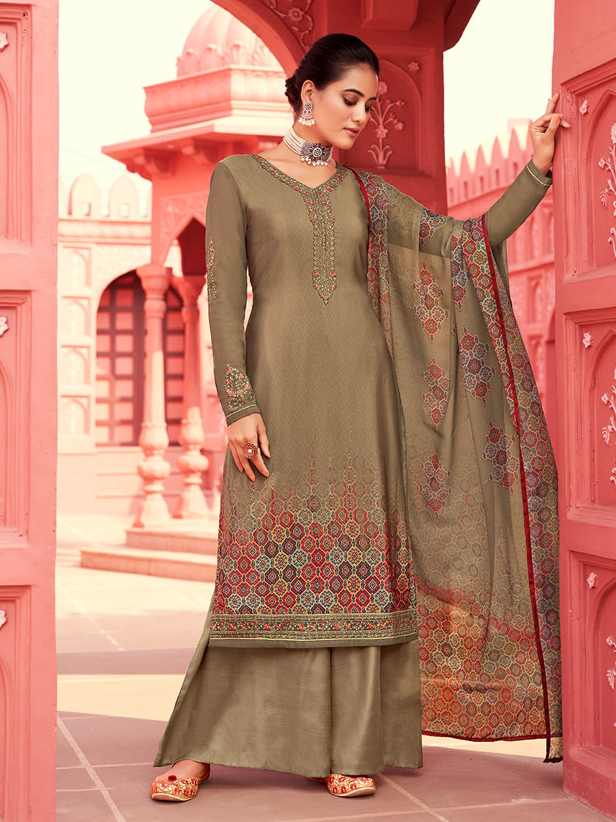 Myra Mehendi Digital Print French Crepe Palazzo Suit