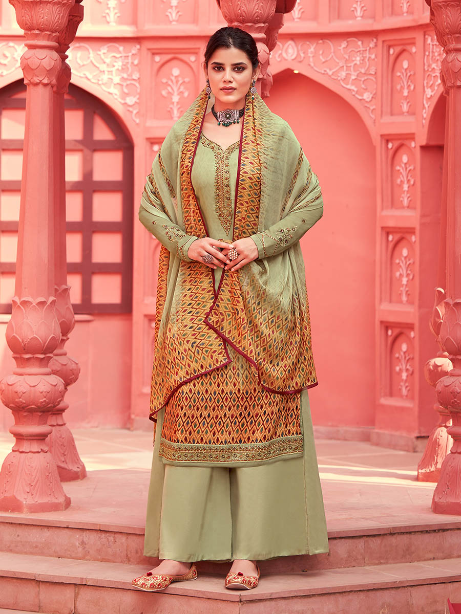 Myra Pista Digital Print French Crepe Palazzo Suit