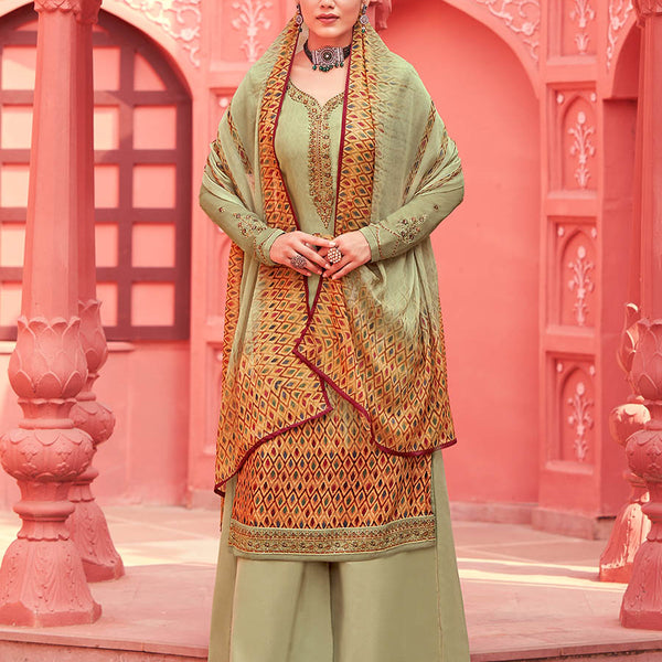 Myra Pista Digital Print French Crepe Palazzo Suit