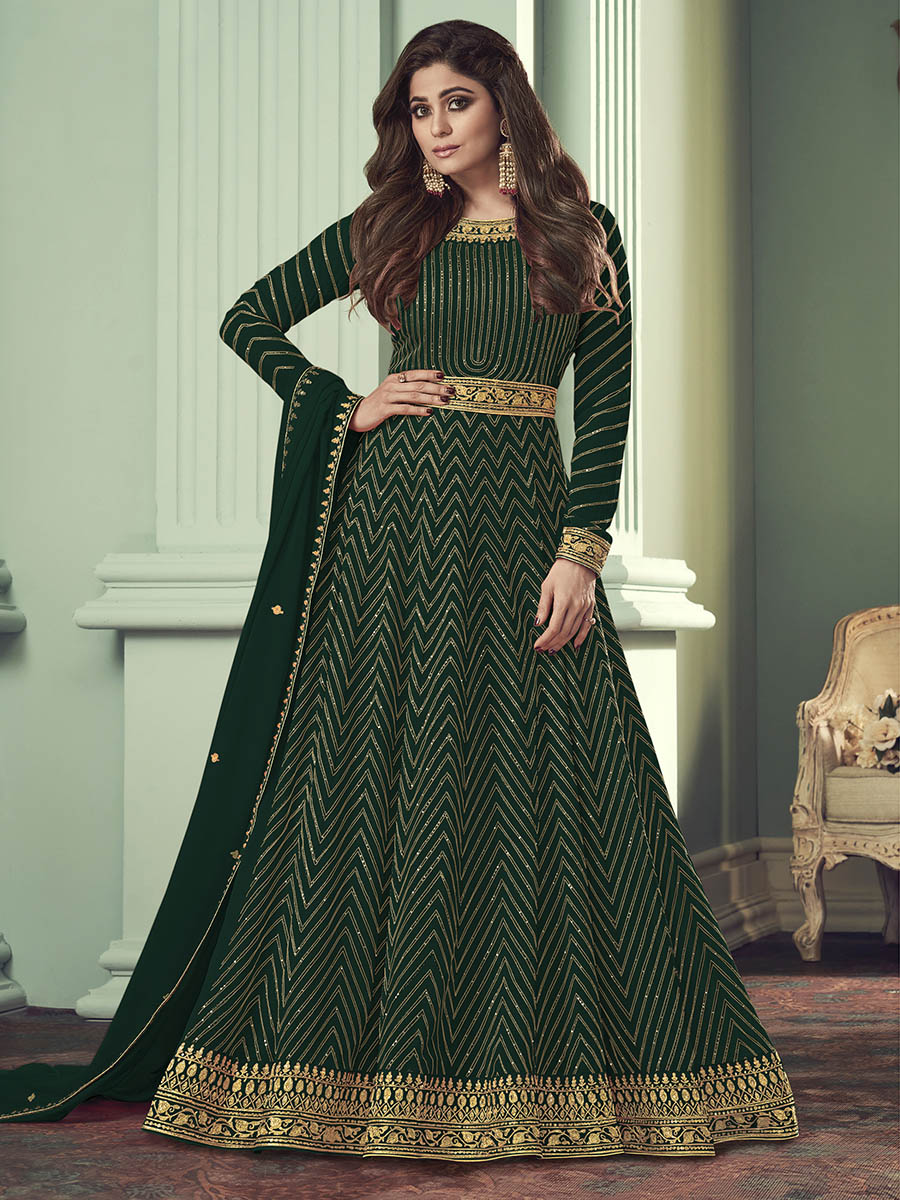 Myra Green Real Georgette Embroidered Anarkali Suit