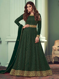 Thumbnail for Myra Green Real Georgette Embroidered Anarkali Suit