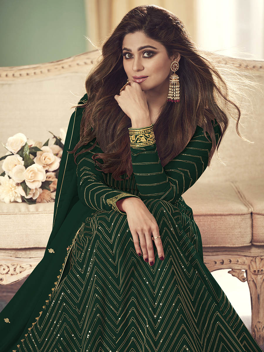 Myra Green Real Georgette Embroidered Anarkali Suit