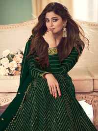 Thumbnail for Myra Green Real Georgette Embroidered Anarkali Suit