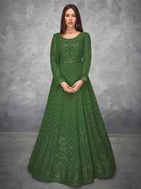 Thumbnail for Myra Beautiful Green Georgette Embroidered Anarkali Suit