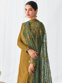 Thumbnail for Myra Mehendi Real Georgette Palazzo Style Suit
