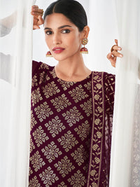 Thumbnail for Myra Purple Real Georgette Palazzo Style Suit