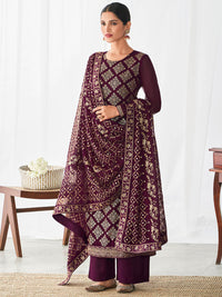 Thumbnail for Myra Purple Real Georgette Palazzo Style Suit