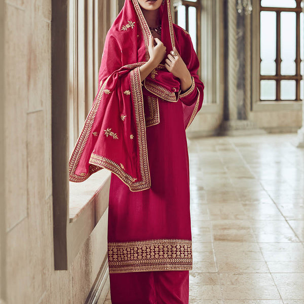 Myra Rani Premium Silk Embroidered Pant Style Suit - Distacart