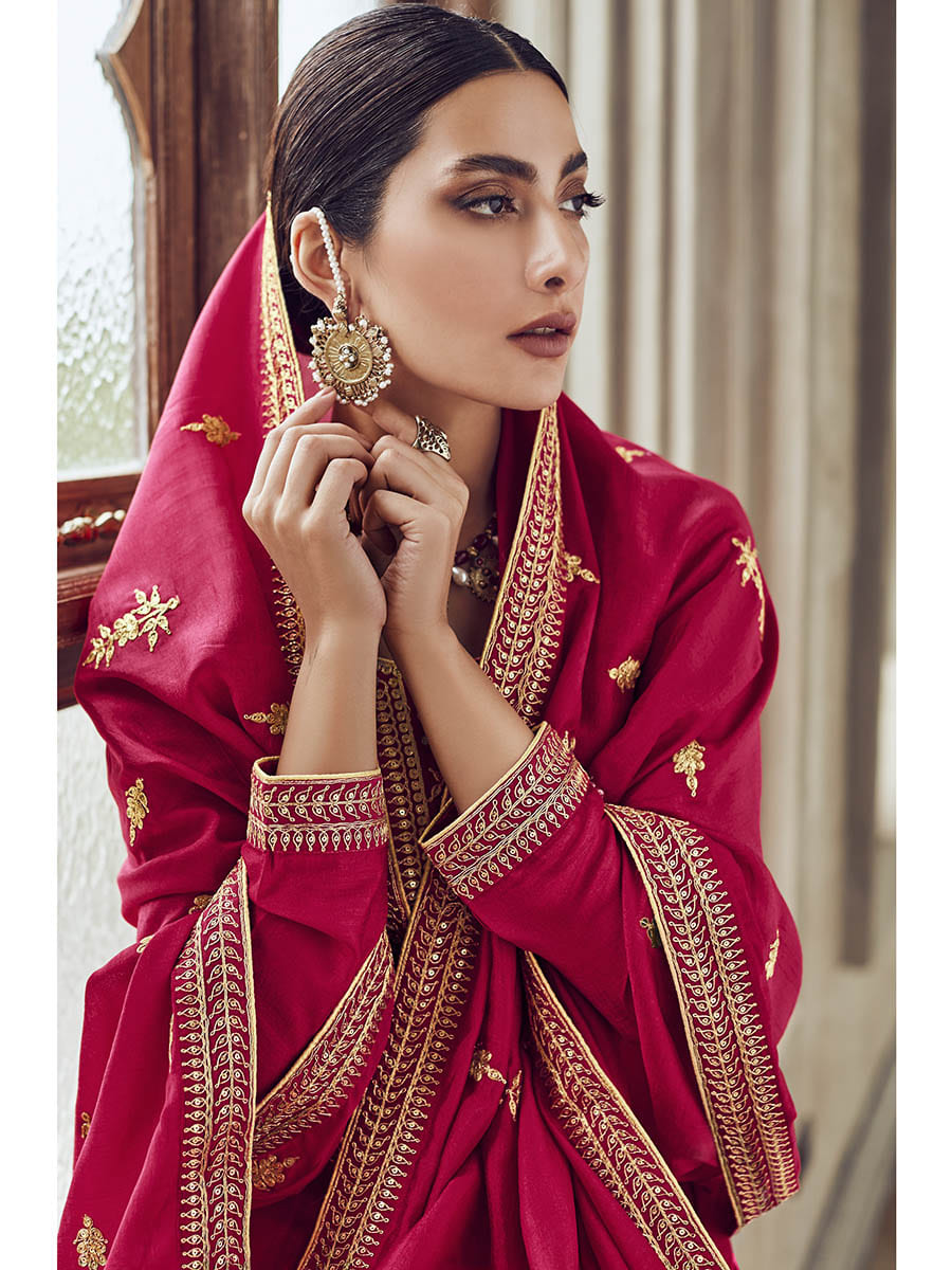 Myra Rani Premium Silk Embroidered Pant Style Suit - Distacart