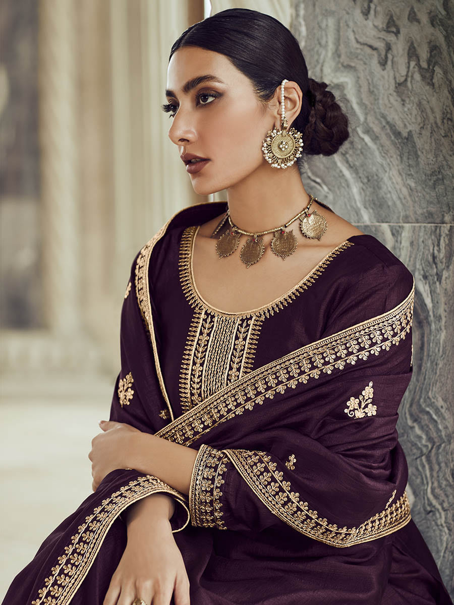 Myra Bringle Blue Premium Silk Embroidered Pant Style Suit - Distacart