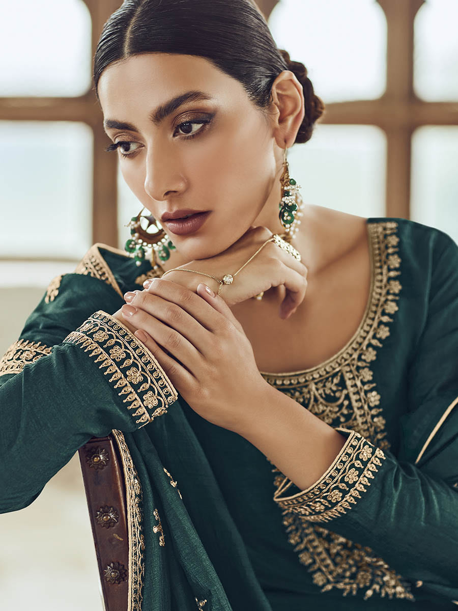 Myra Morepeach Premium Silk Embroidered Pant Style Suit - Distacart