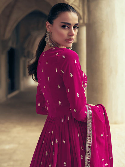 Myra Rani Real Georgette Gharara Style Embroidered Suit - Distacart
