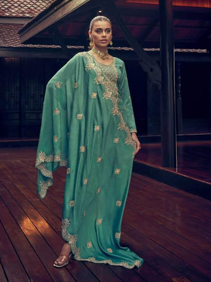 Myra MorePeach Premium Silk Embroidered Suit - Distacart