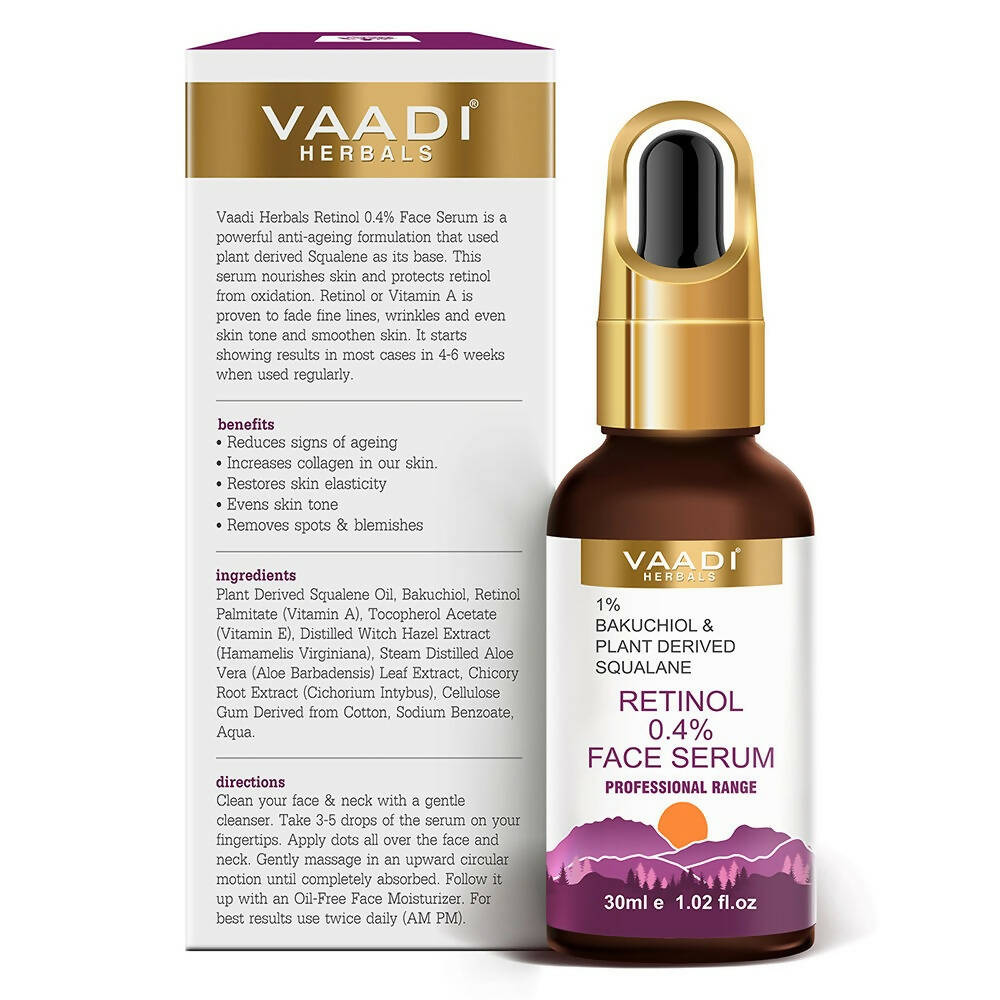 Vaadi Herbals Retinol 0.4% Face Serum With 1% Baluchiol & Plant Derived Squalane - Distacart