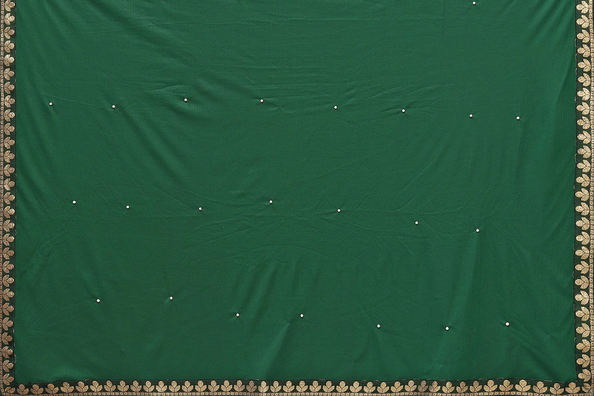 Vamika Goergette Silk Thread Work Green Bollywood Style Saree - Distacart