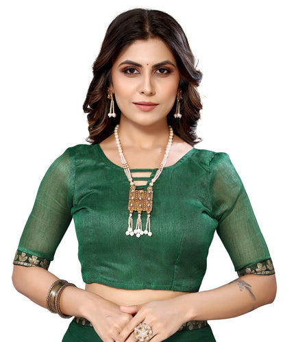 Vamika Goergette Silk Thread Work Green Bollywood Style Saree - Distacart